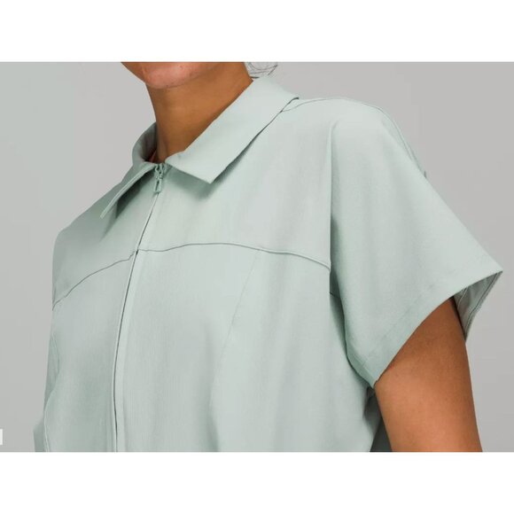 Lululemon Stretch Rib Pocketed Shorts Romper Jumper 6 in Silver Blue Green - Picture 3 of 10